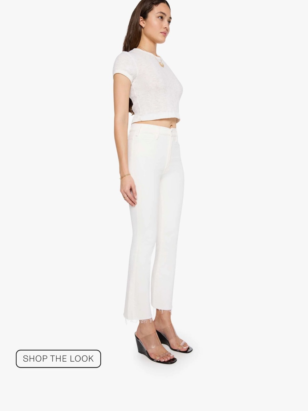 MOTHER White Ankle Crop Straight Jeans